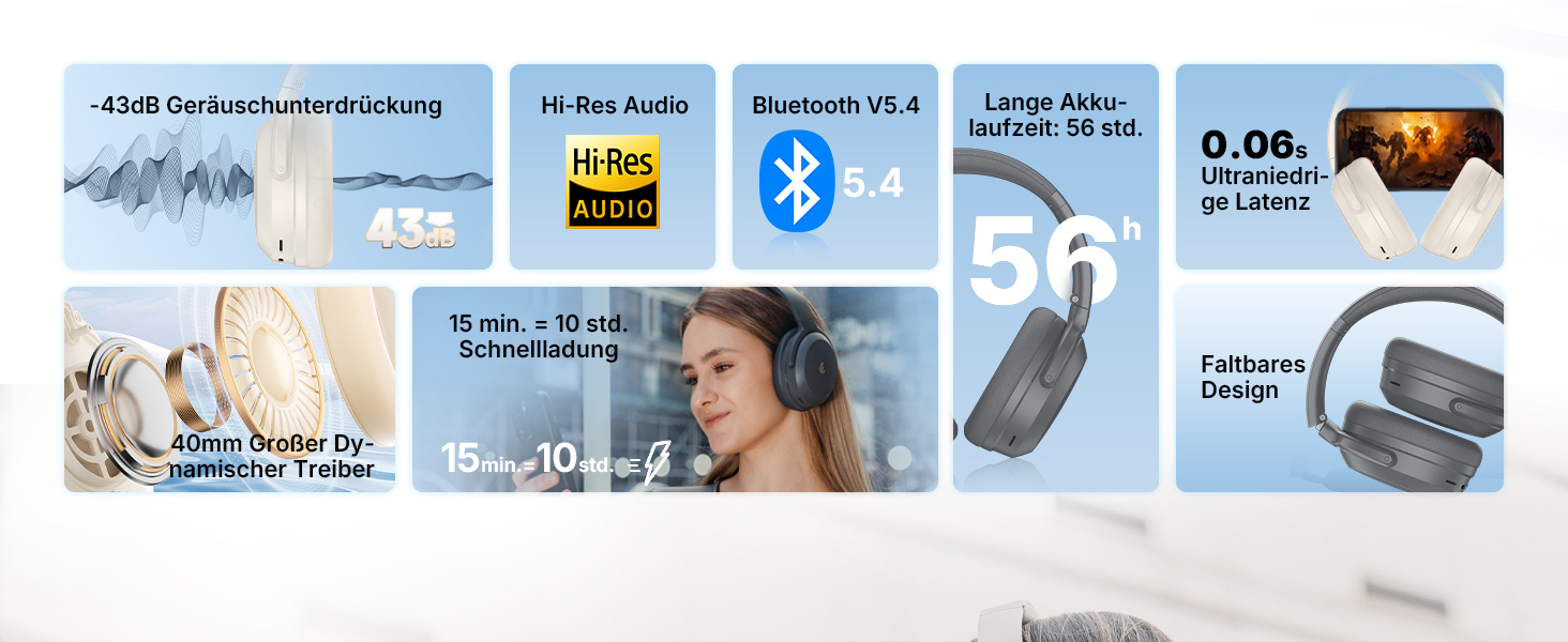 Edifier WH700NB Pro: Бездротові навушники з активним шумозаглушенням (-43dB), Hi-Res Audio, Bluetooth V5.4, AI-дзвінки, швидка зарядка, складні - Чорний