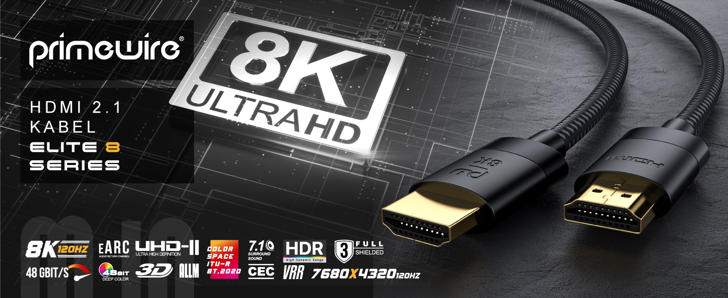 HDMI 2.1 кабель 8K/4K 3 метри - Ultra High Speed Ethernet - для TV, Blu-ray, PS5, Xbox, Switch (чорний)