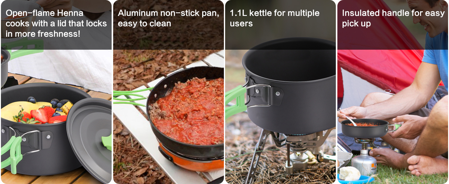 Набір посуду для кемпінгу PELLOR 17 предметів: алюмінієвий посуд для відпочинку на природі, кемпінгу, риболовлі, пікніка, походів та подорожей