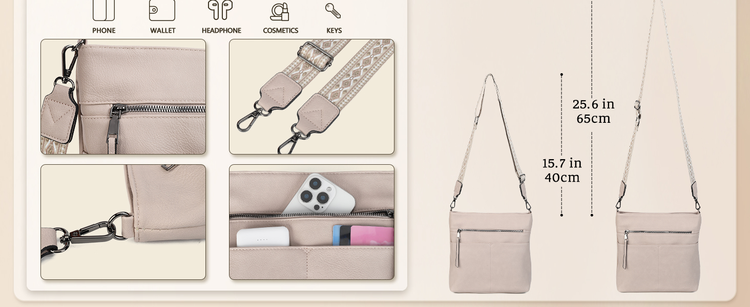 Сумка жіноча Gladdon шкіряна крос-боді середнього розміру коричнева з широким ременем та плечовим ремінцем