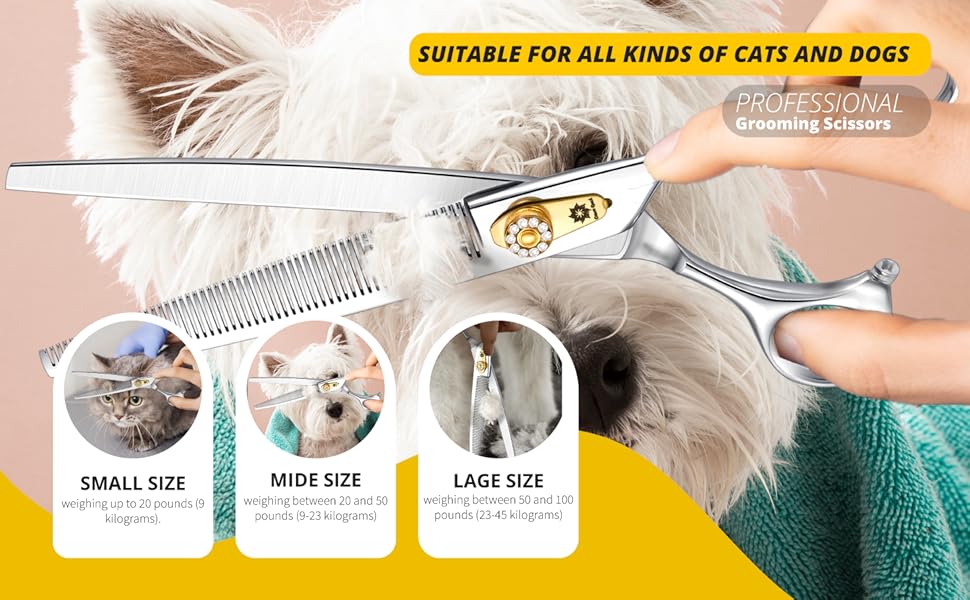 Професійна собача шерсть ножиці Dream Reach 8 дюймів - 440C нержавіюча сталь, ергономічна ручка, для собак та котів