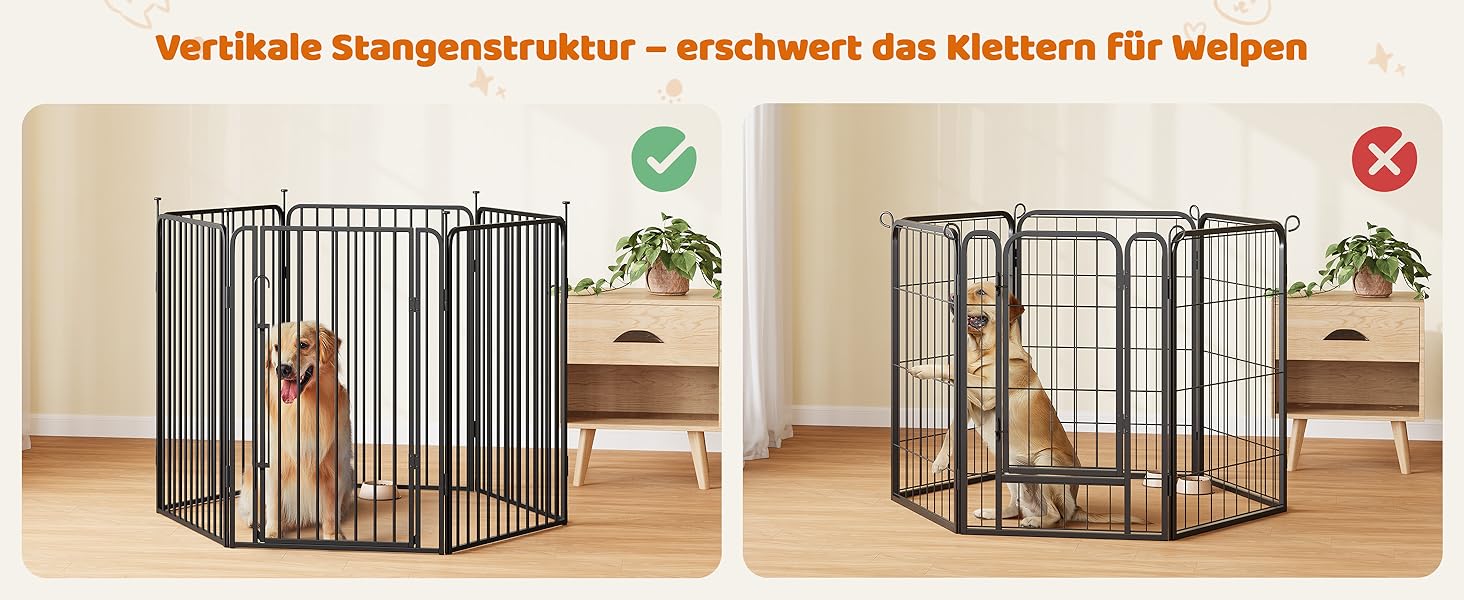 Вольєр для цуценят Yaheetech 24-секційний з замком, тихі труби, захист для підлоги, посилені металеві дроти, 80 см, для квартири та саду