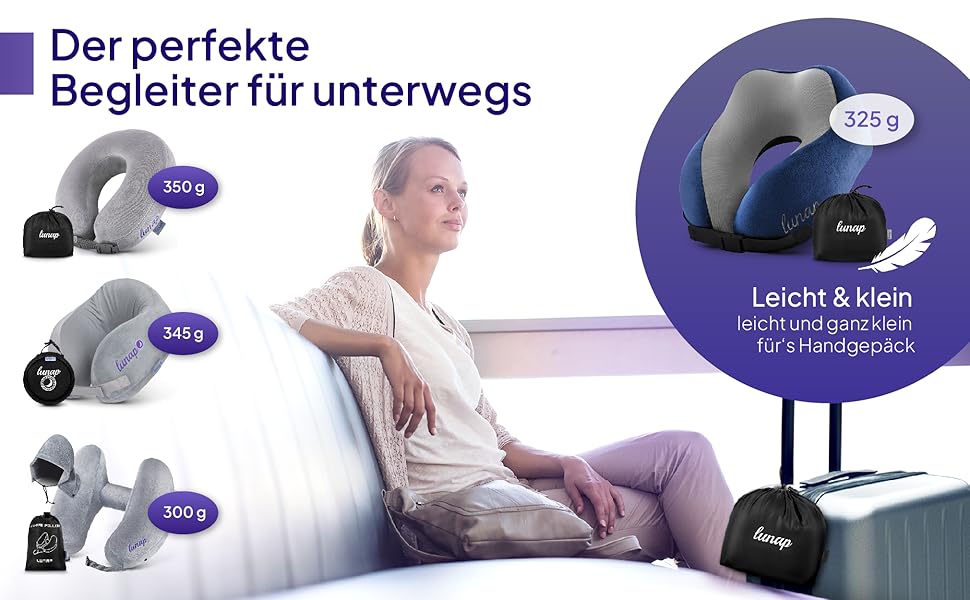 Подушка для шиї у літак | Memory Foam, дихаюча тканина, можна прати | Подушка-вишенка для дорослих | Подушка для шиї у літак, авто | Подушка для подорожей Travel Pillow сірого кольору | Подорож, літак, подушка (блакитний - Trusty U)
