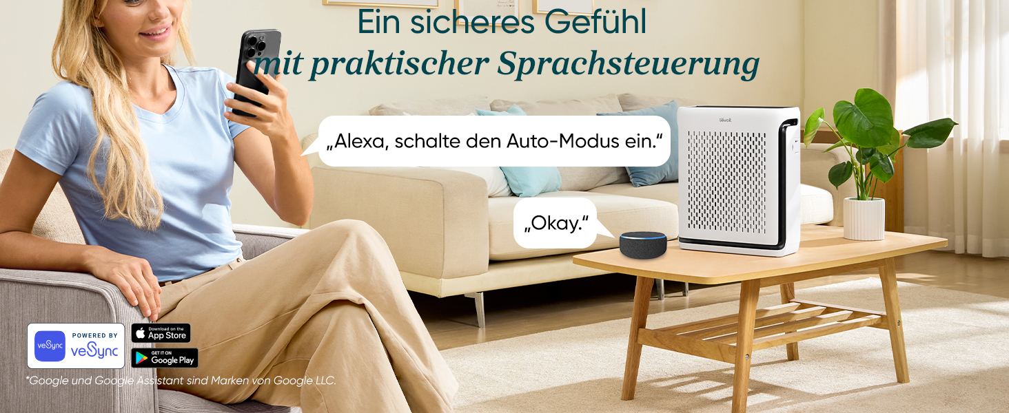 Повітряний фільтр LEVOIT з HEPA-фільтром: видаляє цвіль, пил, пилок, шерсть тварин. Автоматичний режим, CADR 240 м³/год, тихий режим 22 дБ, таймер, для кімнат до 50 м², білий.