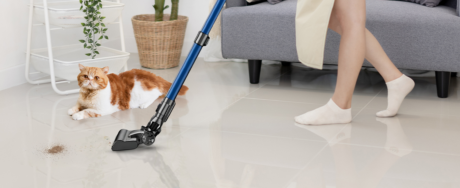 Акумуляторний пилосос Olvy 2-в-1 з функцією миття підлоги, для шерсті тварин, килимів та твердих поверхонь, бездротовий, без мішка, потужність 35KPA, 5 режимів, LED-дисплей, легкий, з HEPA-фільтром та аксесуарами