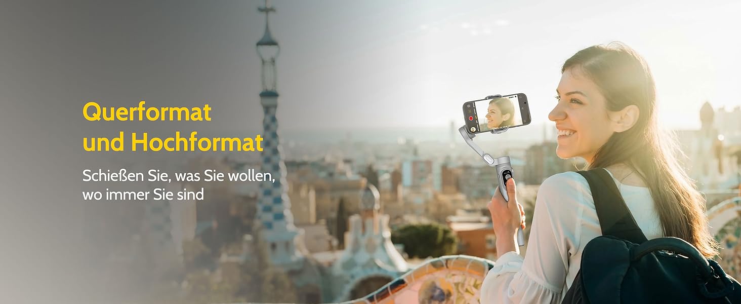 Стабілізатор для смартфона AOCHUAN з 3 осями, з функцією розпізнавання облич, вбудованим світлом, 1/4