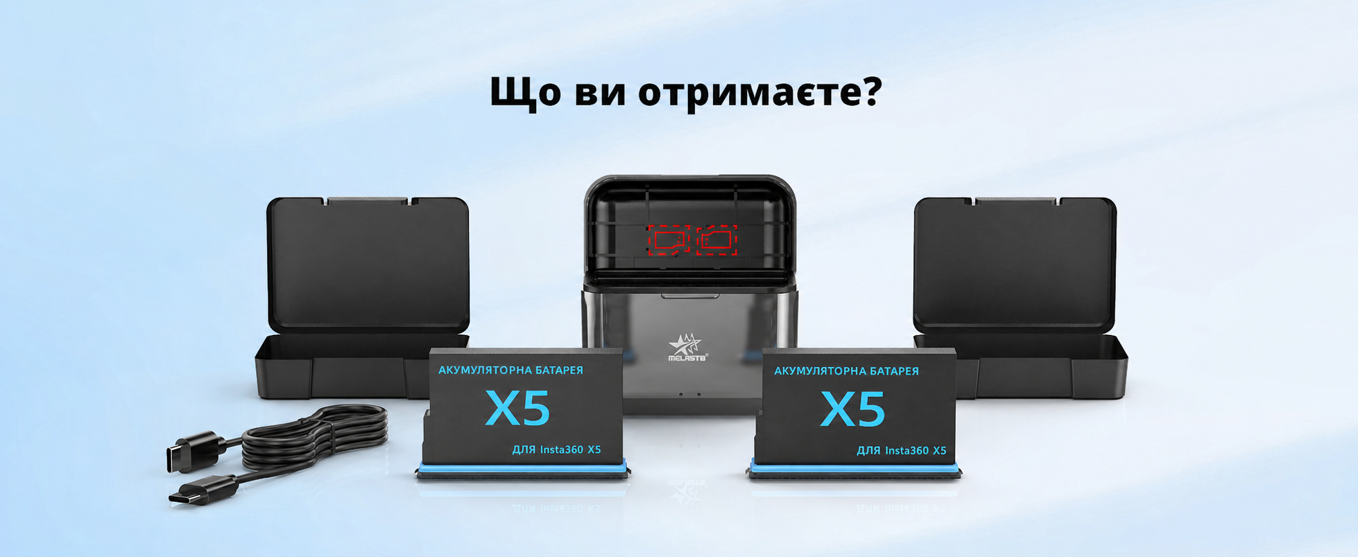 Акумуляторна літієва батарея melasta для Insta360 X5, 2 шт. 2800 мАг, змінна батарея з 2-канальним зарядним пристроєм, сумісна з екшн-камерою Insta360 X5 з 2 слотами для SD-карт Misro
