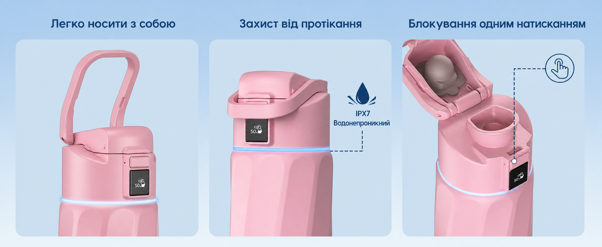 Розумна пляшка для води WATERH Boost з нагадуванням та трекером, 946 мл, нержавіюча сталь, рожева