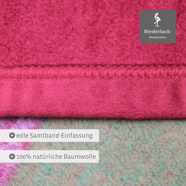 Плед biederlack Pure Cotton Karo, фланелевий, 150x200 см, 100% бавовна, кольорова клітинка, еко, виготовлено в Німеччині