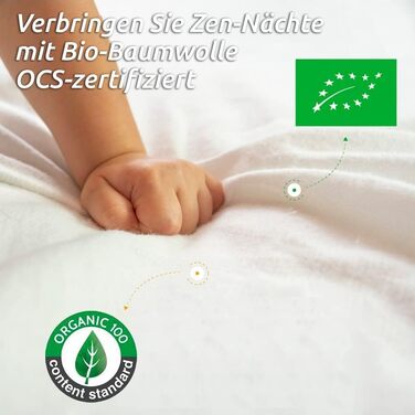 Наматрацник з біо-бавовни 140x200 см Molton OCS Oeko-TEX, 100% натуральний фліс, гіпоалергенний, не водонепроникний, вироблено в ЄС