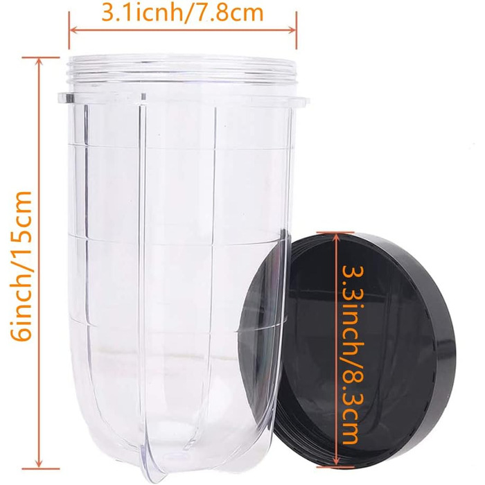 Набір із 3-х чаш для блендера Magic Bullet 250 Вт, 473 мл, із кришками, сумісні з Magic Bullet 250 Вт міксером-соковижималкою, запасні стакани