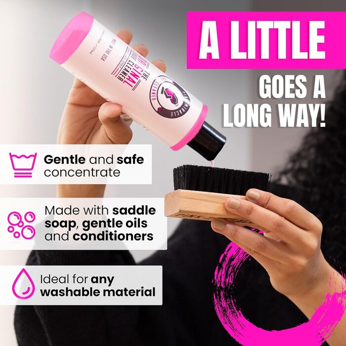 Засіб для чищення взуття Pink Miracle, 227 г – універсальний очисник для шкіри, текстилю, нубуку, кросівок, чобіт, сандалів, домашнього та автомобільного використання з щіткою