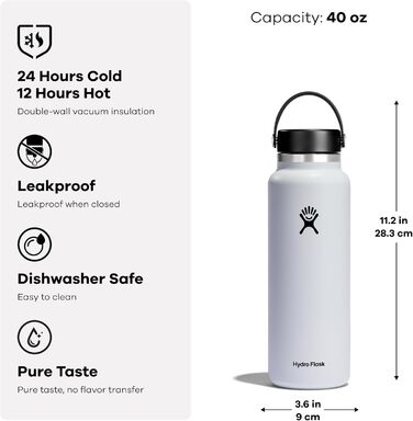 Термобутилка HYDRO FLASK 1180 мл із нержавіючої сталі, ізольована спортивна пляшка для води з герметичною кришкою та ручкою, підходить для посудомийної машини, колір індиго