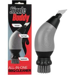 Щітка для чищення гриля Sizzle Buddy з нержавіючої сталі з шкребком, безпечна та жаростійка, не дряпає, для видалення жиру та залишків їжі