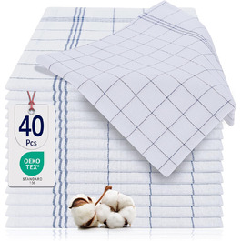 BARBONS Набір 40 кухонних рушників 50x70 см, бавовна, сині, екстра вбираючі, сертифікат Oeko-TEX, для кухні, прати до 60°C