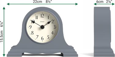 Настільний годинник JONES CLOCKS Speakeasy, класичний дизайн у стилі «Наполеонівський капелюх», сучасний ретро стиль для столу, полиці чи тумбочки, колір морський синій