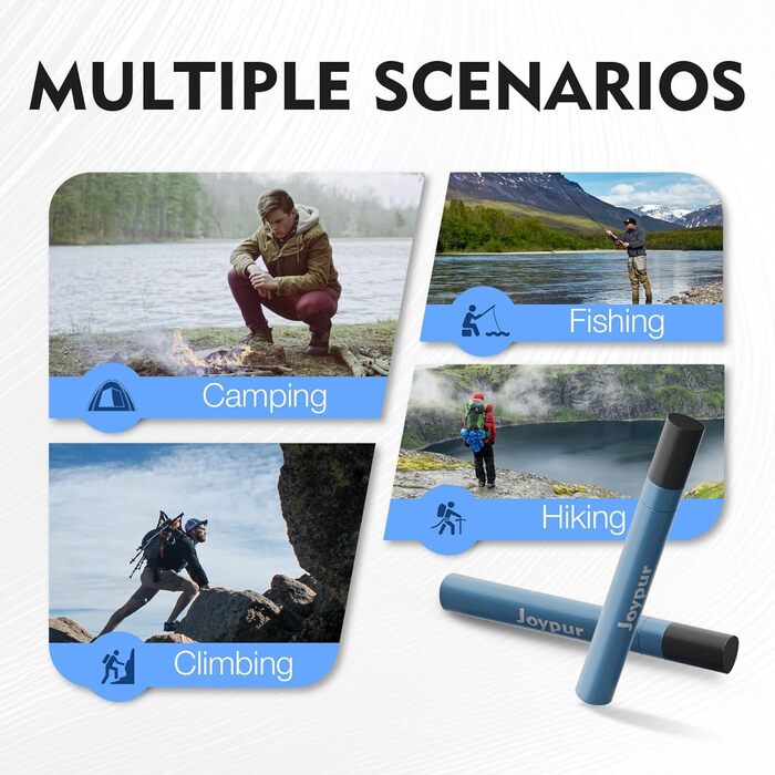 Joypur фільтр для води Outdoor Survival – персональний водяний фільтр для виживання, 1000 л, портативний фільтр для питної води, для туризму, кемпінгу, надзвичайних ситуацій, синій, 3 шт.