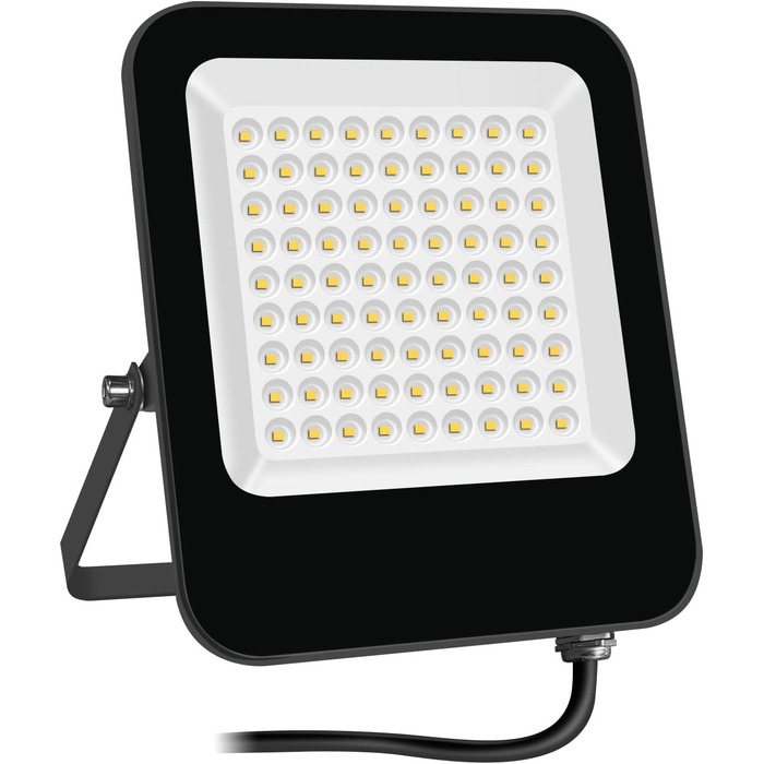 LED прожектор для вулиці теплий білий 3000K, надяскравий 20000 Лм, водонепроникний IP65, 50 Вт, для двору, гаража, саду, безпеки