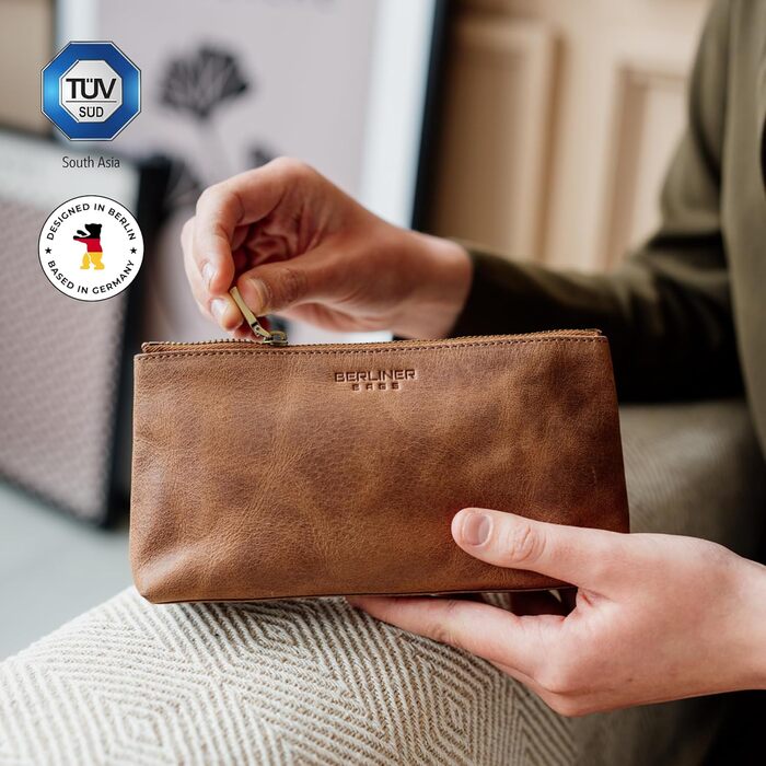 Косметичка Berliner Bags Anna з натуральної шкіри, маленька, колір Camel, для жінок і дівчат