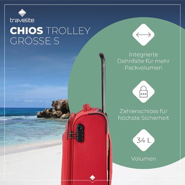 Велика валіза Travelite Chios L на 4 колесах, м'який корпус, з розширенням і захистом кутів, 78 см, 90-97 л, червона, стильний дорожній тролей