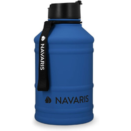 Navaris спортивна пляшка для води 2,2 л з нержавіючої сталі, BPA Free, синя, для тренувань, спортзалу, велика місткість