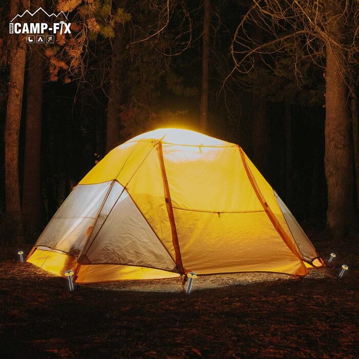PARCO Camp-FIX Набір універсальних гвинтових кілків для намету, 16 шт, різні розміри, пластикові шайби, викрутка – аксесуари для кемпінгу