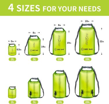 Водонепроникний Dry Bag – прозора сумка з роликовою застібкою, 2/5/10/20 л, для подорожей, плавання, каякінгу, кемпінгу, риболовлі, захисту від дощу