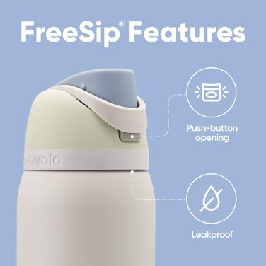 Owala FreeSip ізольована пляшка для води з нержавіючої сталі зі соломинкою, 1,2 л, BPA-free, для спорту та подорожей, колір Dreamy Field (Iced Breeze)
