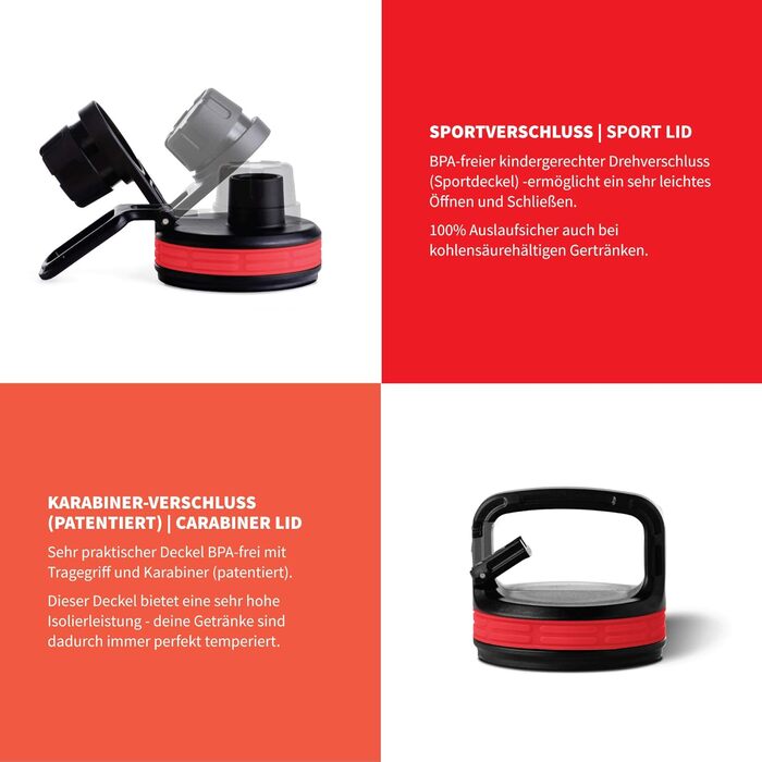 Скляна пляшка для води з силіконовим чохлом Urban Red 950 мл, 100% герметична, BPA-free, з двома кришками, для спорту, фітнесу, офісу, йоги, посудомийна машина