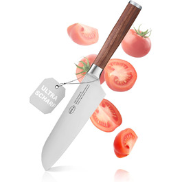Кухонний ніж Santoku RÖSLE Masterclass 17 см, сталь, дерев'яна ручка, для м'яса, риби та овочів