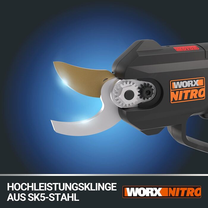 Електричний акумуляторний сучкоріз Worx NITRO WG330E.9 20В, безщітковий двигун, без акумулятора і зарядного, чорний/помаранчевий