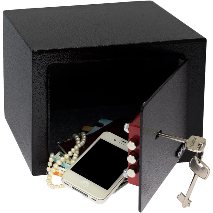 Сейф HMF 49216-02 маленький з ключем, меблевий, 23x17x17 см, чорний