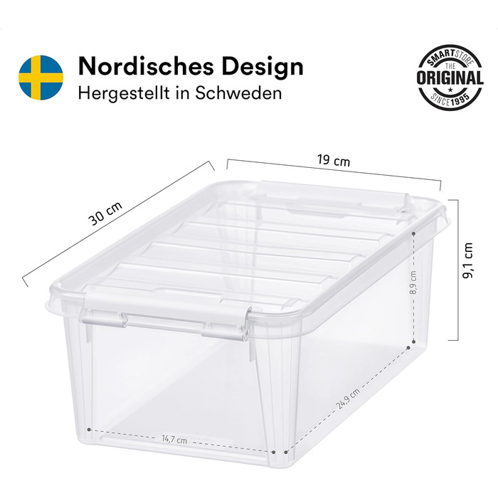 Набір з 10 контейнерів SmartStore Classic 2 л з кришкою, харчовий пластик, 21x17x11 см, міцні пластикові коробки для зберігання, посилені кути, штабельовані, гарантія 10 років