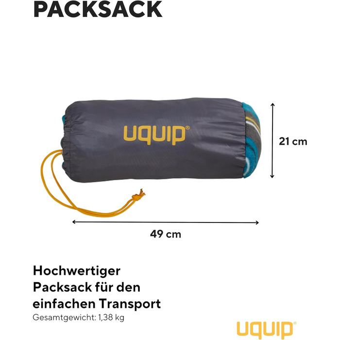 Кемпінговий килимок Uquip Scotty XXL для пікніка, парку, пляжу, 2 особи, водонепроникний, petrol/grey