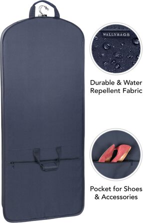 Дорожній трискладний чохол для сукні WallyBags, темно-синій, 152 см