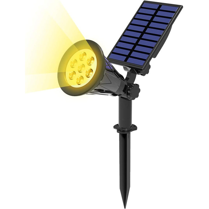 Світлодіодний садовий прожектор T-SUN на сонячних батареях, 2 шт., 4 LED, яскраве зовнішнє світло 6000K, 2 режими, для газону, доріжок, тераси, холодне біле