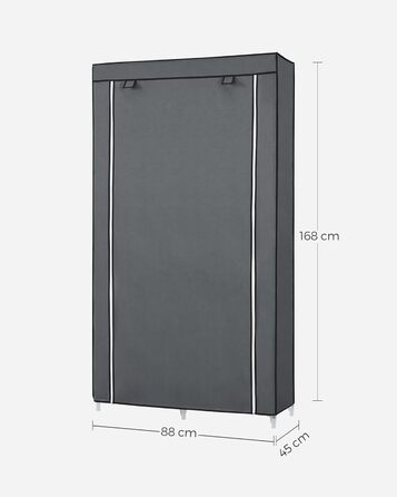 Тканинна шафа SONGMICS з 6 полицями, модульна, 88x45x168 см, сіра, для спальні та гардеробної