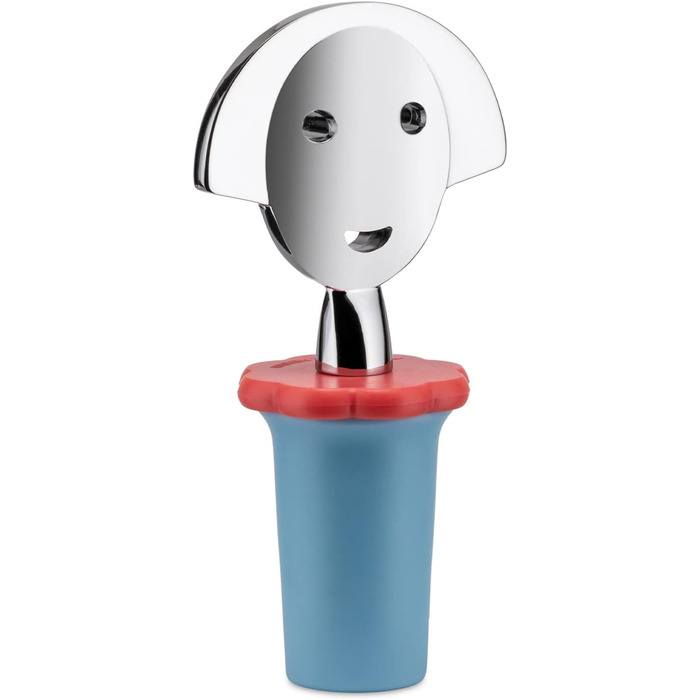 Пробка для пляшки Alessi ANNA STOP 2, EVA, хромований замак, 4 см, блакитна
