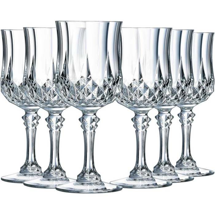Келихи для вина Cristal d'Arques Paris Longchamp 170 мл, 6 шт, із Кварксу, підвищена міцність, прозорість та блиск, посилена упаковка