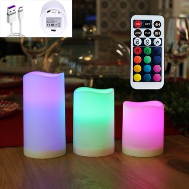 WRalwaysLX LED-колона з пультом, акумуляторна, USB Type-C, змінний колір, 3 шт, 10,2×12,7 см