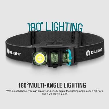 Ліхтарик-налобник OLIGHT Perun 2 Mini LED 1100 люмен, USB, водонепроникний, 5 режимів, з червоним світлом, для кемпінгу та екстрених ситуацій, зелений, холодне біле світло
