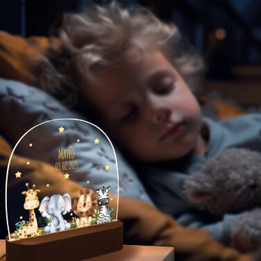 Дитячий LED нічник з іменем, персоналізована лампа для дитячої кімнати, подарунок на народження, хрестини чи день народження, нічник для хлопчика і дівчинки від GRAVURZEILE