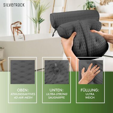 Подушка для ванни SilverRack, м'яка 4D, біла, з присосками, ергономічна, аксесуар для ванни
