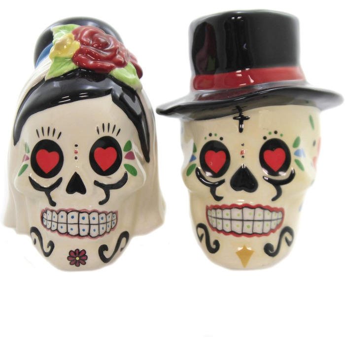 Керамічні сільничка та перечниця Pacific Giftware з черепами, День мертвих, декор
