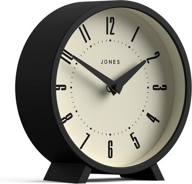 Настільний годинник JONES CLOCKS Venus, чорний, ретро-дизайн, круглий, для столу, полиці, каміна або тумби