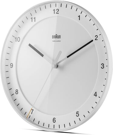 Настінний годинник Braun BC17W-DCF, 30 см, білий, безшумний, радіокерований, велика класична модель, легке читання, центральноєвропейський час (MEZ/GMT+1)