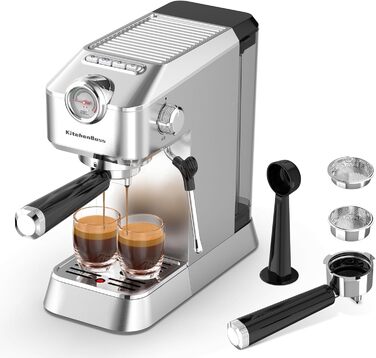 KitchenBoss професійна еспресо-кавоварка з капучинатором, 15 бар, 1.2 л резервуар для води