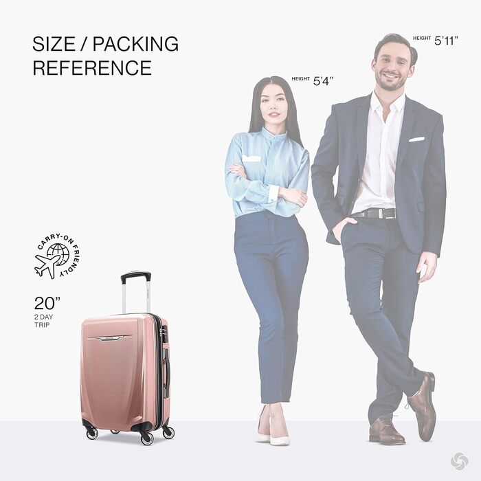 Жорсткий чемодан Samsonite Winfield 3 DLX з обертовими колесами, рожевий, універсальний розмір, ручна поклажа