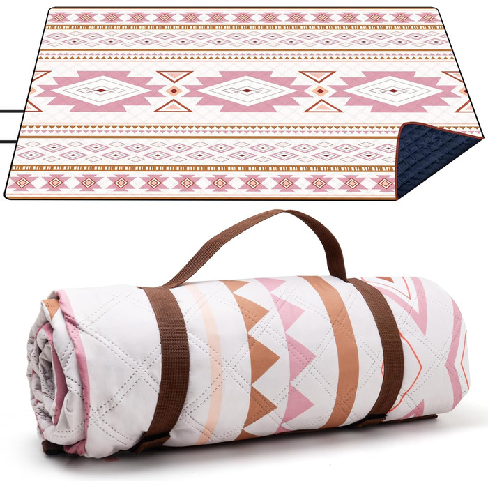 Пікнікова ковдра LARUTAN Boho 200x200 см, водонепроникна, складна, для пляжу, кемпінгу, відпочинку, зелена, 200x300 см