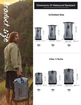 Водонепроникний рюкзак IDRYBAG Dry Bag 20/30/40 л для подорожей, плавання, каякінгу, чоловіків, туристичний гермомішок